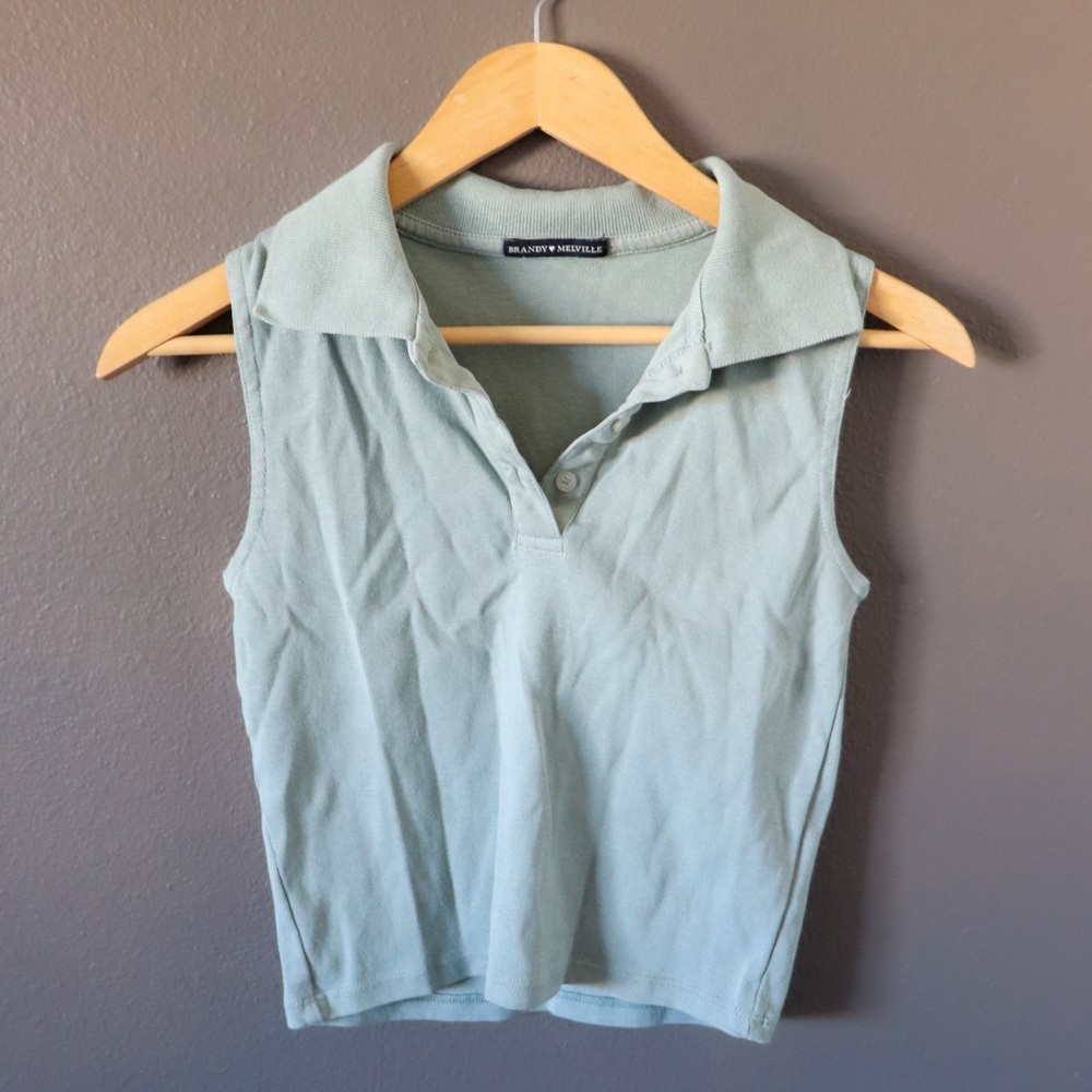 Brandy Melville crop top polo tank top sleeveless collared button up SOLD